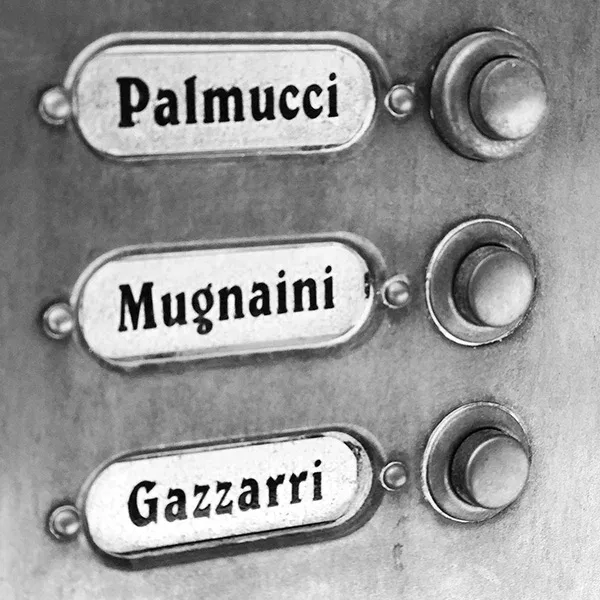 lte doorbells with nameplates, artistic street photography