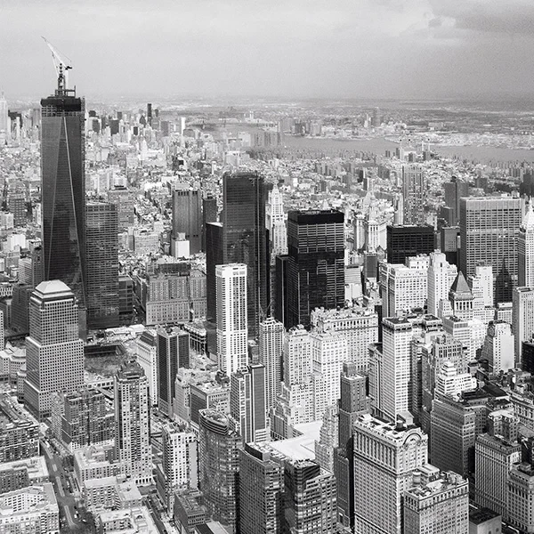 New York skyline, artistic street photography in black and white