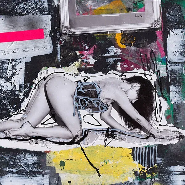 Zeitgenössische Collagenkunst mit Acryl, Tusche und Fotografie auf Papier